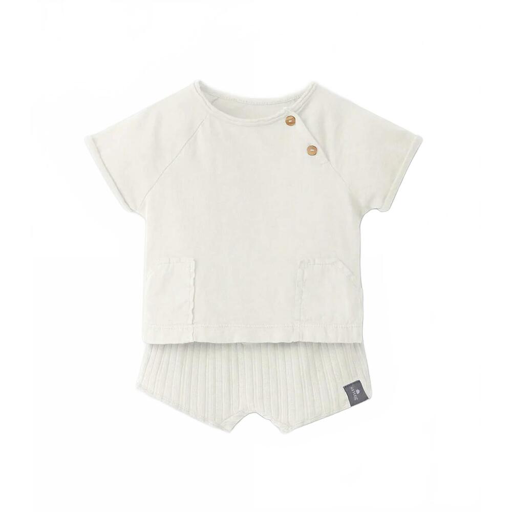 NEW SNUG baby boys t-shirt & ribbed shorts set in off-white